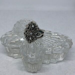 PREMIER Designs NAOMI Antiqued Silver Tone Ring w Rhinestones